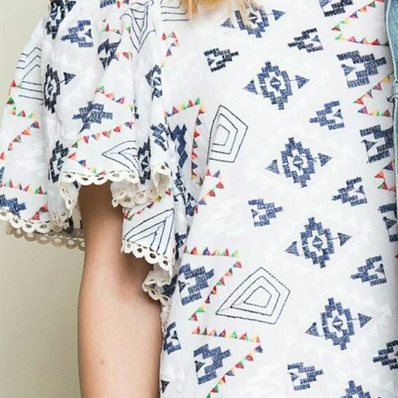 EUC Off the shoulder Embroidered Boho Tunic dress - Picture 4 of 4